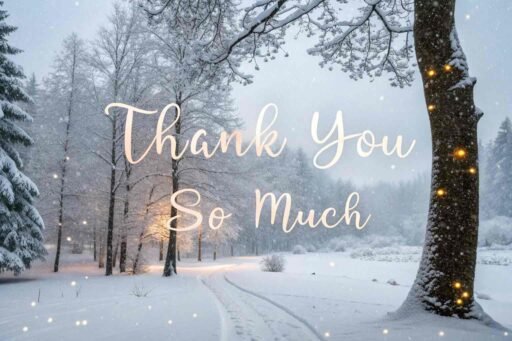 This winter-themed thank you so much image captures the serene beauty of the season to express heartfelt thanks.