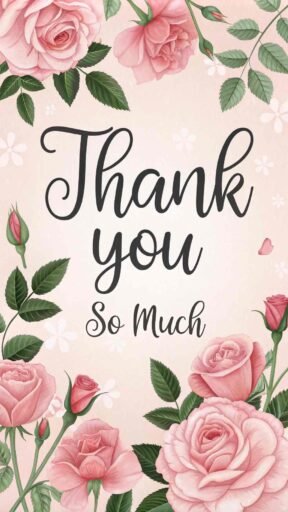 This thank you so much image features a romantic rose theme, ideal for expressing heartfelt appreciation.