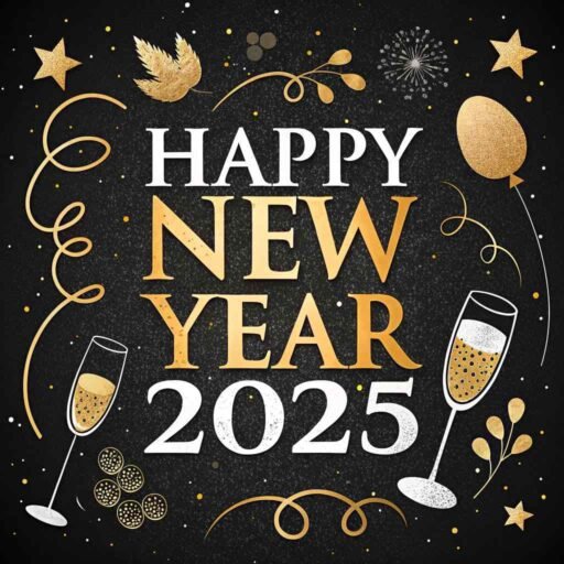Celebrate in style with this "happy new year 2025 image for download," featuring bold text and a classy black-and-gold theme.