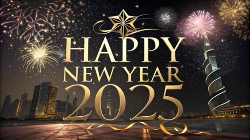 Picture of happy new year 2025 with glittering fireworks, bold big text, and a dazzling celebration vibe.