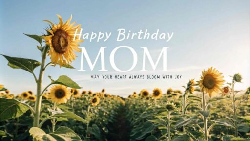 A lovely sunflower garden setting makes this happy birthday mom image with sunflowers a perfect choice for celebrating a beautiful day.
