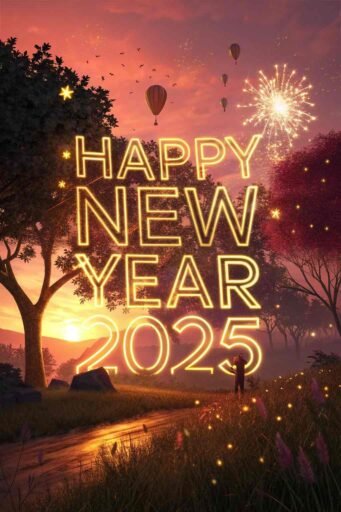 Bask in warmth with this "happy new year 2025 image for download," featuring bold text and golden hues.