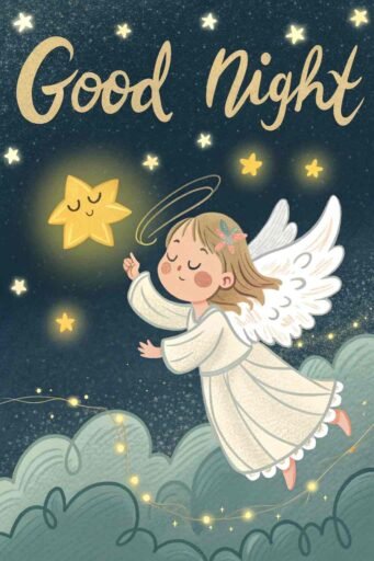 A good night cute image combining heavenly vibes with stars and sweet dreams.