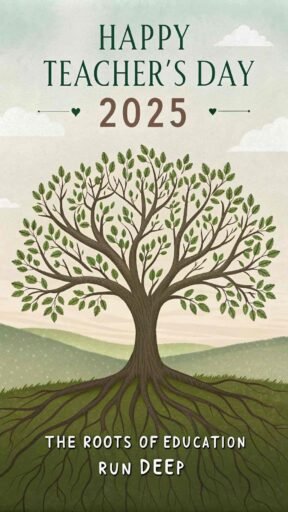 This nature-inspired design celebrates the growth teachers nurture through creative happy teacher's day 2025 images.