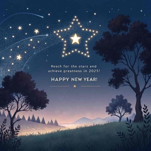 An inspiring "happy new year 2025 hd image with quote" filled with cosmic hope.