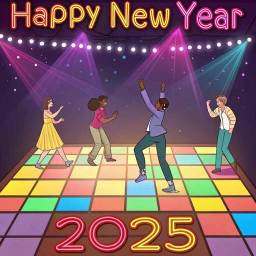 A dynamic, fun party scene highlighting "happy new year funny pic."
