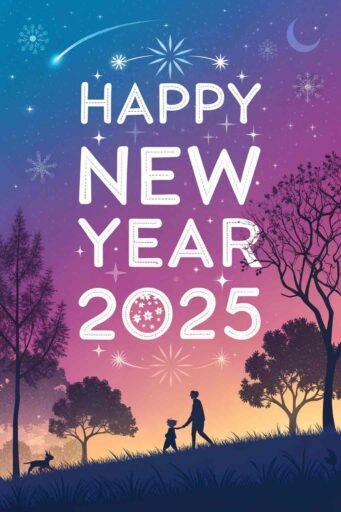 A colorful gradient-themed happy new year 2025 free image with clear bold text.