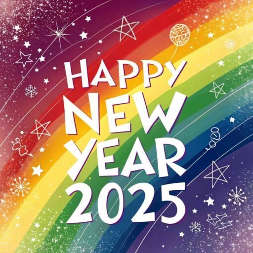 A colorful gradient-themed happy new year 2025 free image with clear bold text.