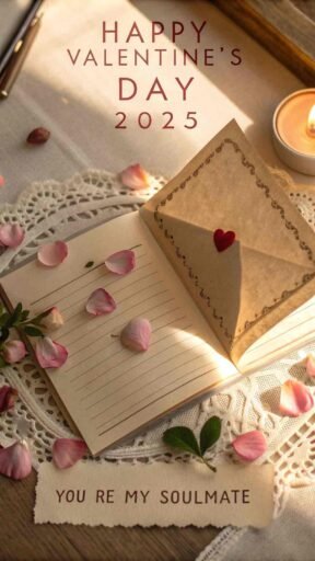 A nostalgic and romantic image perfect for "happy valentine's day 2025 images" to send your love across the miles.