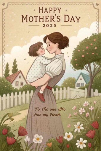 A timeless postcard-style image for celebrating Mother's Day. Ideal for Happy Mother’s Day 2025 images​.