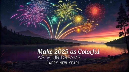 A lively "happy new year 2025 hd image with quote" radiating joy and color.