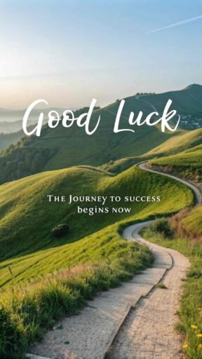 This encouraging good luck image for exams reminds students to embrace their journey and trust that success is waiting at the end.