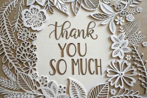 A unique thank you so much image with paper art details, perfect for elegant and creative thanks.
