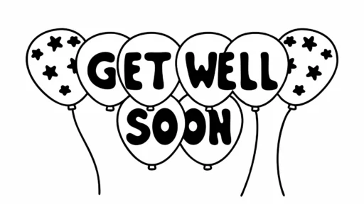Colorful balloons to cheer up kids with an easy get well soon drawing image idea.