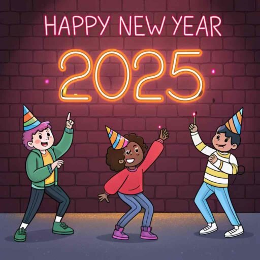 A lively dance party scene capturing "happy new year funny pic."