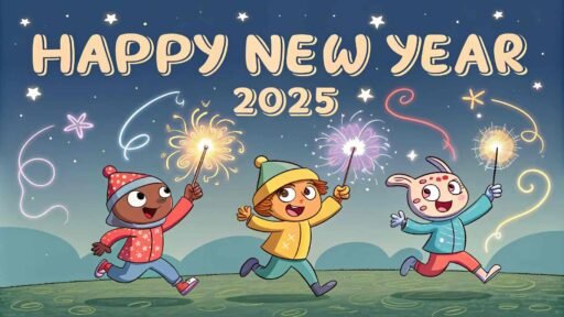 A dynamic, glowing image with sparklers showing "happy new year funny pic."