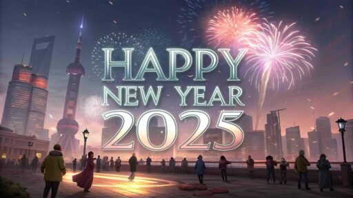 A modern design with particles and "happy new year 2025 hd image" written clearly.