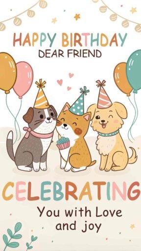 Make their birthday even cuter with images of happy birthday dear friend, featuring adorable animals to add some fun to the occasion.
