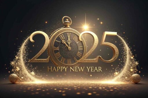 A golden luxury-themed countdown with "happy new year 2025 hd image" as the centerpiece.