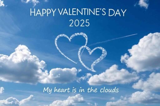 A dreamy and uplifting image for "happy valentine's day 2025 images," expressing love that reaches the skies.