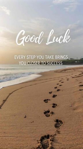 A calming good luck image for exams, motivating students to keep moving forward step by step toward their goals.