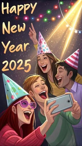 A happy, relatable party moment showing "happy new year funny pic" vibes.