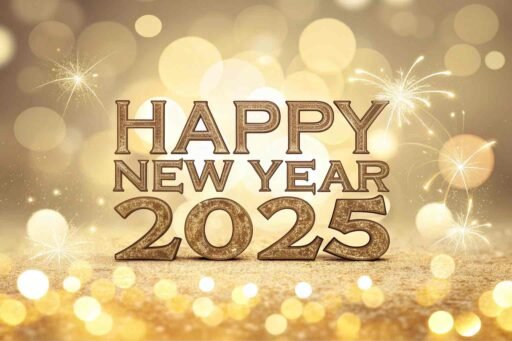 A sparkling gold bokeh design with "happy new year 2025 hd image" in clear text.