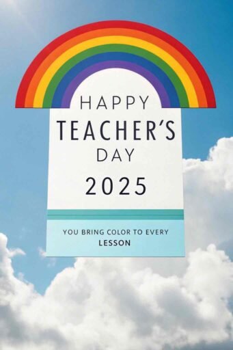 A bright and colorful design capturing joy and appreciation, perfect for radiant happy teacher's day 2025 images.