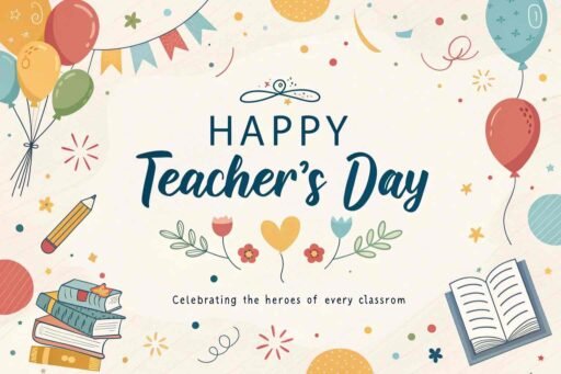A vibrant, joyous design perfect for cheerful happy teacher's day 2025 images, ideal for students and schools.