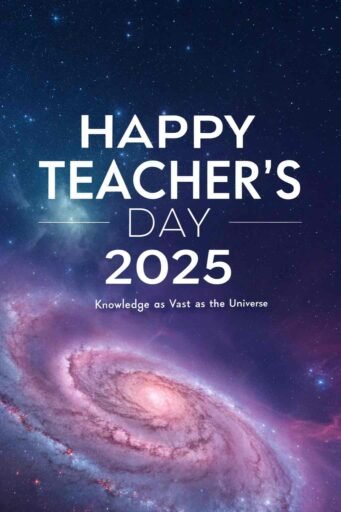 A cosmic design celebrating the infinite wisdom of teachers, ideal for stunning happy teacher's day 2025 images.