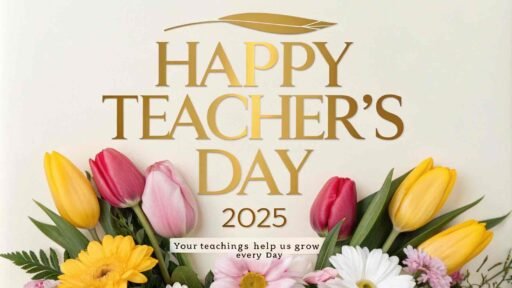 A bright floral theme to honor educators with warm and joyful happy teacher's day 2025 images.