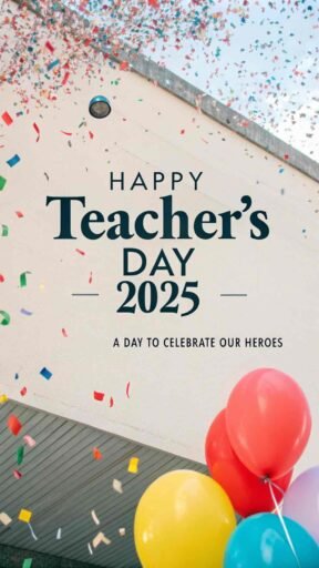 A lively and colorful design to create joyful happy teacher's day 2025 images for celebration.