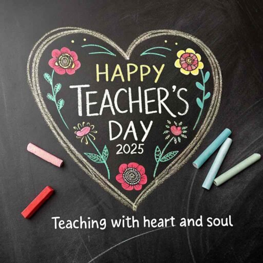 A heartfelt classroom-themed design that conveys warmth and gratitude, perfect for creative happy teacher's day 2025 images.