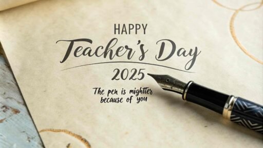 A classic and elegant design for happy teacher's day 2025 images, honoring the power of education.