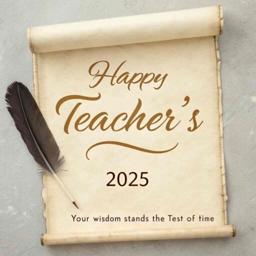 A timeless scroll-themed design that celebrates the enduring impact of educators, perfect for happy teacher's day 2025 images.