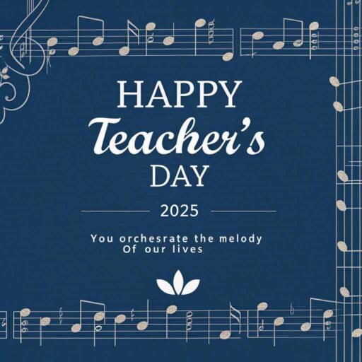 This creative design celebrates teachers who inspire harmony, perfect for unique happy teacher's day 2025 images.