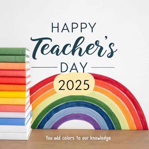 A bright and imaginative design representing the vibrancy teachers bring, ideal for colorful happy teacher's day 2025 images.