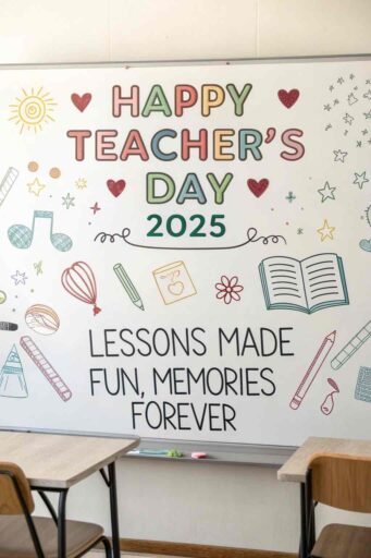 A lively and playful design perfect for fun-filled happy teacher's day 2025 images.