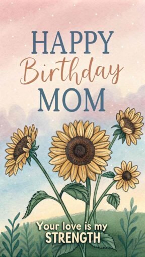 The beauty of the sky and sunflowers combines perfectly in this happy birthday mom image with sunflowers, expressing gratitude and admiration.
