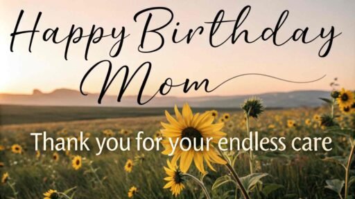 Sunflowers gently swaying in the breeze symbolize peace and love in this happy birthday mom image with sunflowers, perfect for a serene celebration.