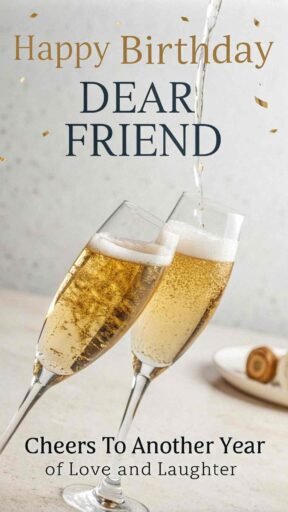 Raise a toast to friendship with images of happy birthday dear friend, celebrating the joy of another year of life.