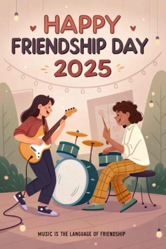 Perfect for happy friendship day 2025 images, this image showcases the harmony that friends create when they share their passions and talents.