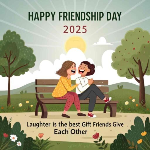 This vibrant image is ideal for happy friendship day 2025 images, showing the true joy that comes from sharing laughter with a friend.