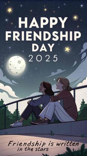 For happy friendship day 2025 images, this serene and romantic night sky scene is perfect for celebrating the lasting bond between friends.