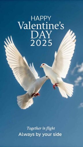 This peaceful image of doves captures love for "happy valentine's day 2025 images."